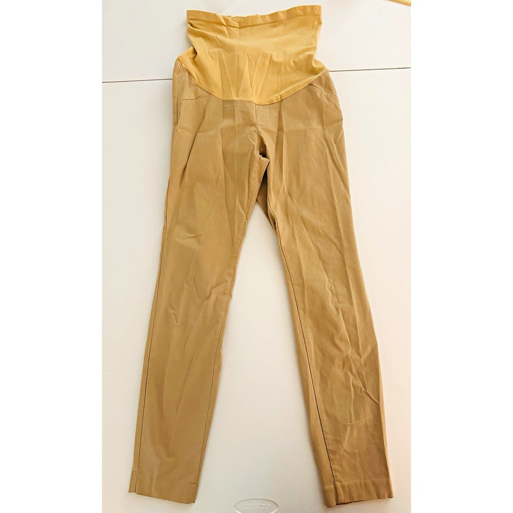 Motherhood Maternity Women's Beige Solid Stretch Dress Pants Maternity Size S